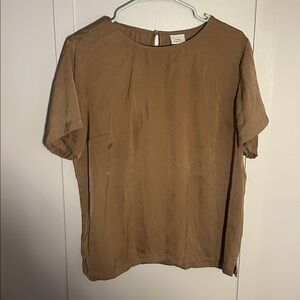 A New Day Brown/gold Satin Tee